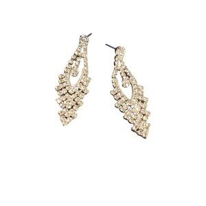 Vintage Rhinestone Chandelier Statement Earrings Elegant Wedding Prom Estate 2"